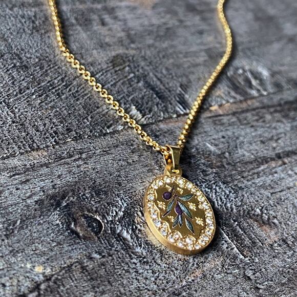 NEW Olive Branch & Rhinestone Layering Necklace - Picture 10 of 16